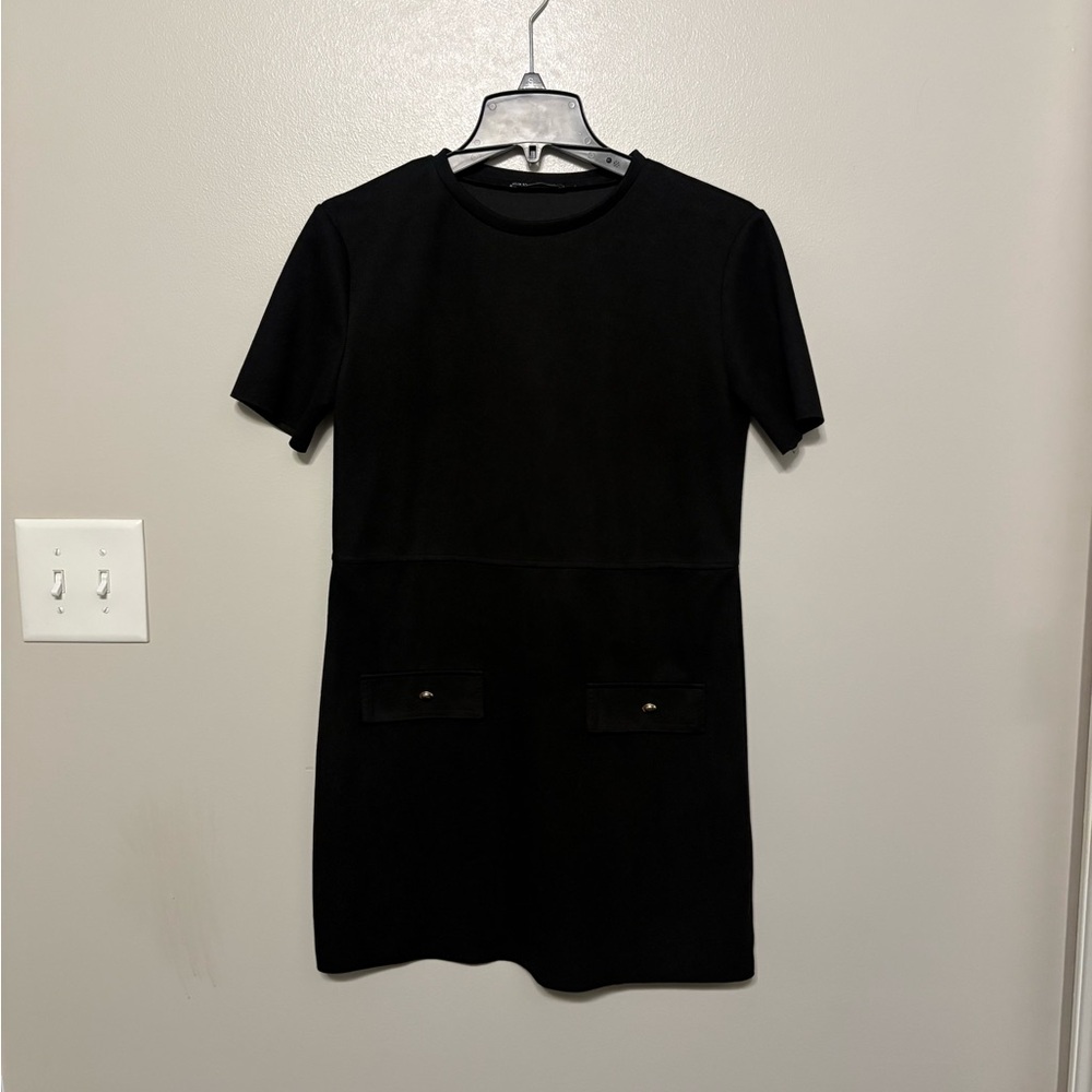 Zara Black Mini Dress with Short Sleeves
